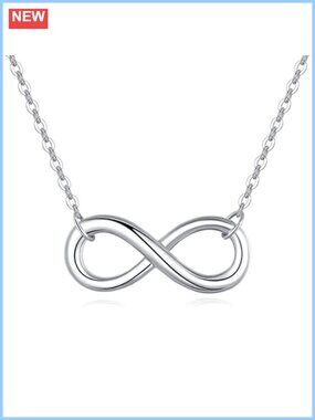 925 Sterling Silver Infinity Necklace Rhodium Plated 18 Inch Chain